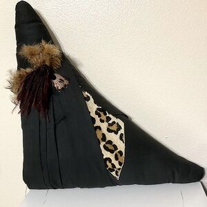 “RARE” Brand Custom Silk, Decorative Pillow Leopard Fur, Feathers